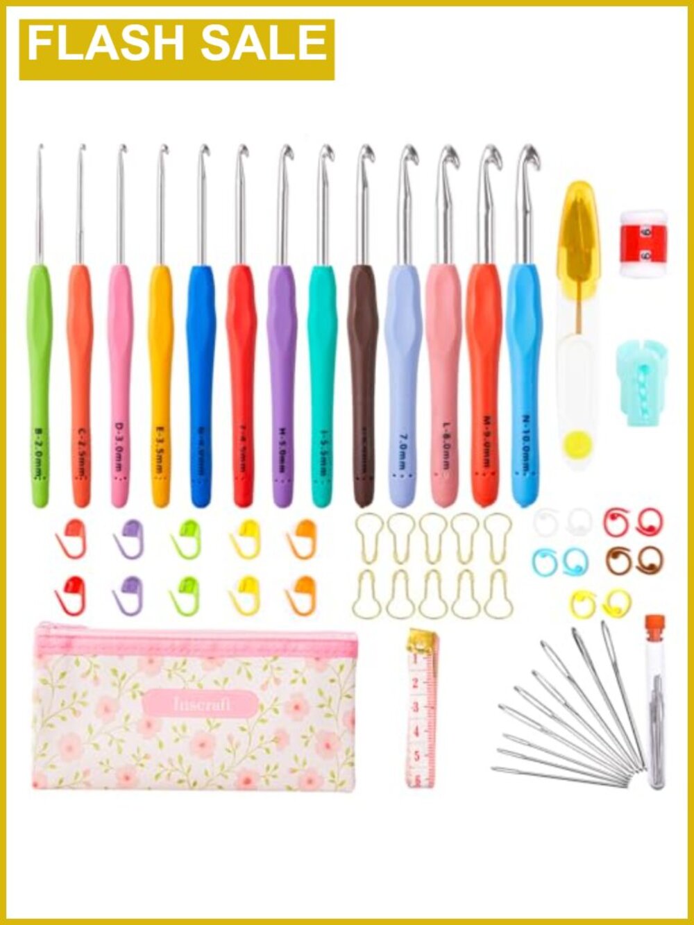 Ergonomic Soft Grip Crochet Hooks Set 67 Piece Knitting Needles Kit with Case